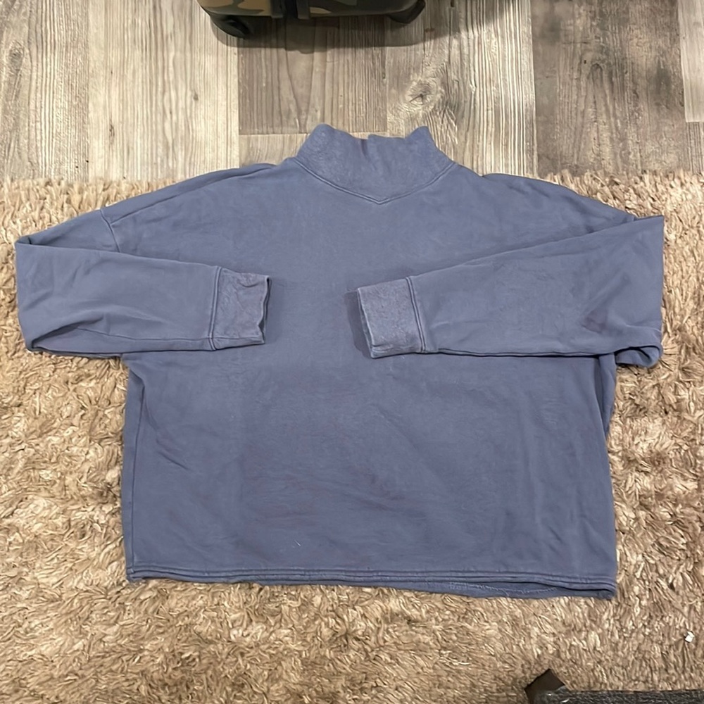 High neck cropped boxy sweatshirt